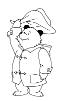 A coloring page of paddington bear